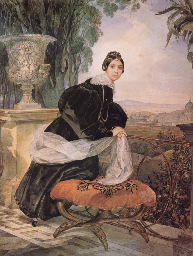 Karl Briullov Princess yelizaveta Saltykova on a balcony